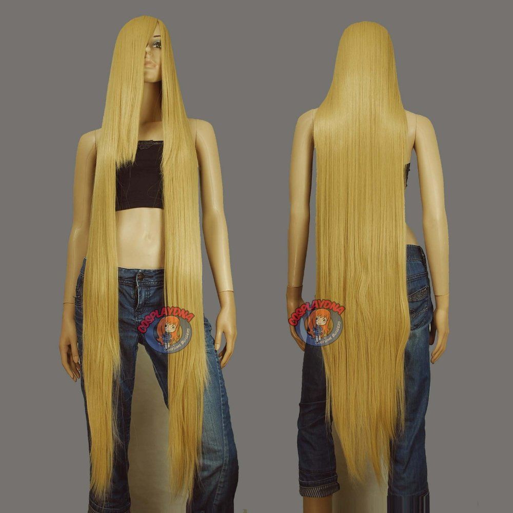 Long Straight Blonde Lace Front Cosplay Wig Fashion Synthetic Hair Party Wig 50 Inch Rapunzel 