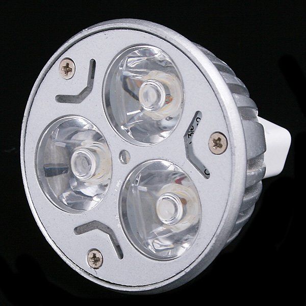 100st 12V 3W 3*1W MR16 GU5.3 Vitt LED-ljus Led-lampa Spotlight Spotlight via DHL FedEx