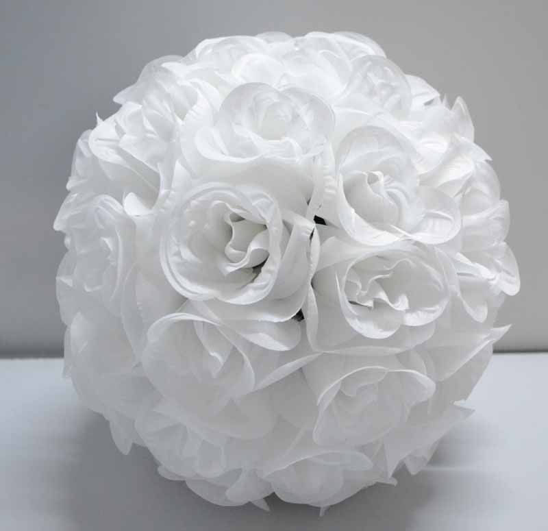 Acheter Couleur Blanche Pure Paquet De 10 Boule De Fleur Rose En Soie Artificielle Pour Mariage De 11056 Du Ericjiang Dhgatecom