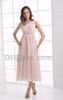 2015 Pink One Shoulder Pleated Chiffon Bridesmaid Dresses Empire Ribbon Tea Length Dresses MZ0871632382