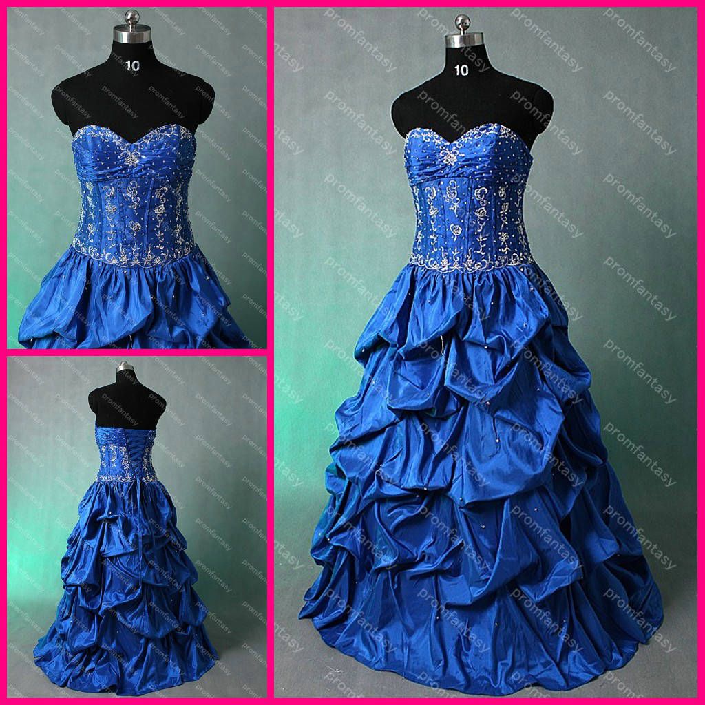 2013 Vintage Royal Blue Corset Real Photos Boned Beaded Embroidered ...