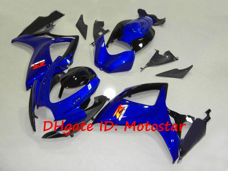 S6628 Black Blue Fairings 100% injektionsmålning för Suzuki GSXR 600 750 K6 2006 2007 GSXR600 GSXR750 06 07 BODYWORK KIT