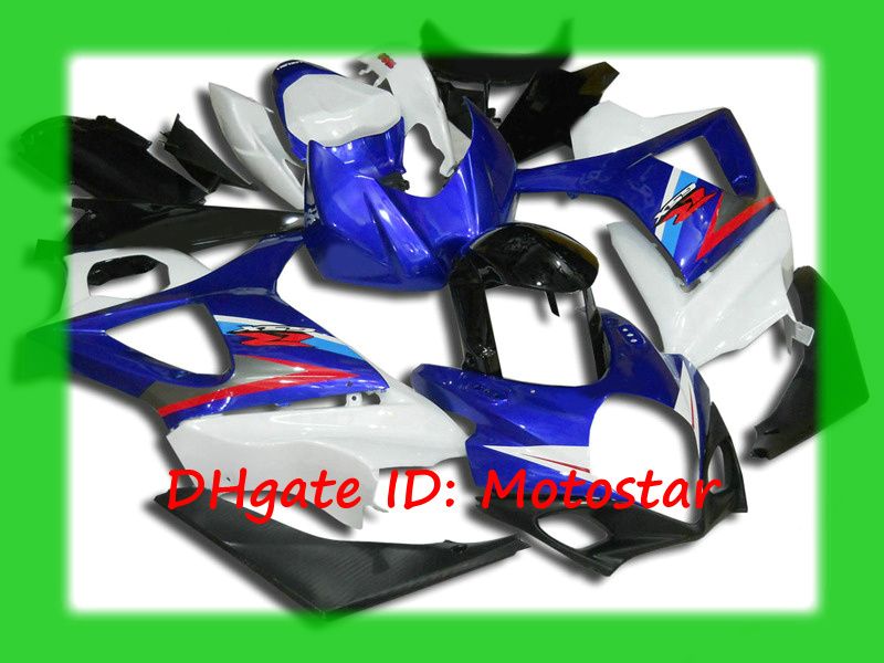 Blue White Fairing för 2007 2008 GSX-R1000 Suzuki K7 GSXR 1000 07 08 GSXR1000 FAIRINGS KIT S1721