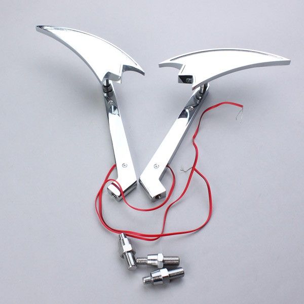 Motorcycle Mirror Cruiser Crooked Arrow Mirrors Yellow LED Indicators