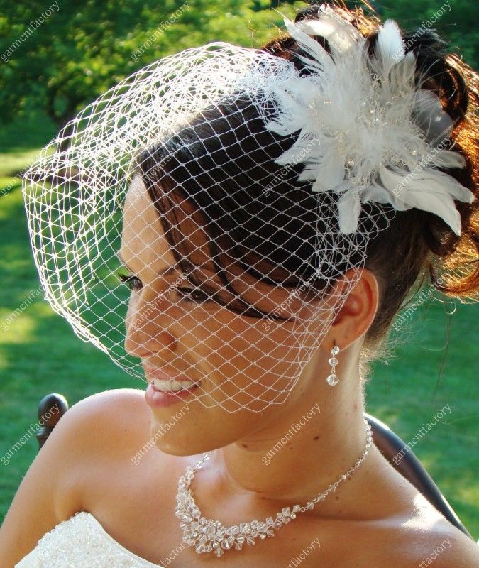 Ivory Birdcage Veils With Delicate Hand Made Flower Bridal Veils Hats Wedding Veils For Short