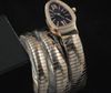 Gratis verzending Dames Tubogas 18K Rose Gold Snake Watch Diamond Black Dial Women's Quartz Fashion Polshorloges