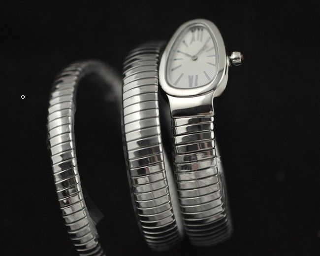 

Free Shipping New lady Tubogas Stainless steel Snake Watch Silver Dial Women's Quartz Fashion WristWatches