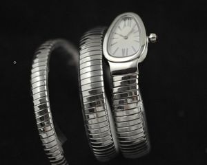 Kostenloser Versand Neue Dame Tubogas Edelstahl Schlange Uhr Silber Zifferblatt Frauen Quarz Mode Armbanduhren