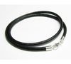 2mm Round Black Genuine Leather Cord Necklace with Nickel Free Silver Color Lobster Claw Clasps
