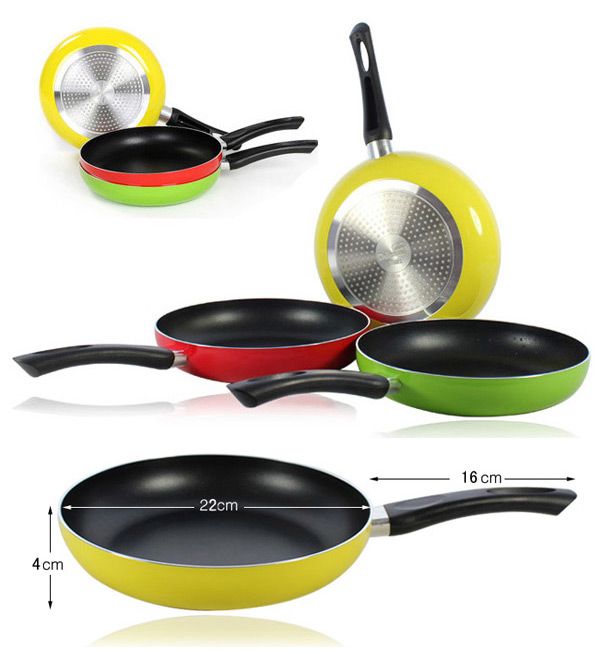 22cm Non Stick Saucepan Frying Pan Colorful Aluminum Pans Cookware From