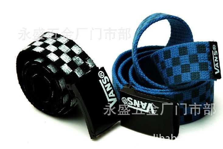 Korean Version Of The Spike Belt VANS Cars Aberdeen Black And White Checkered Canvas Belts ...