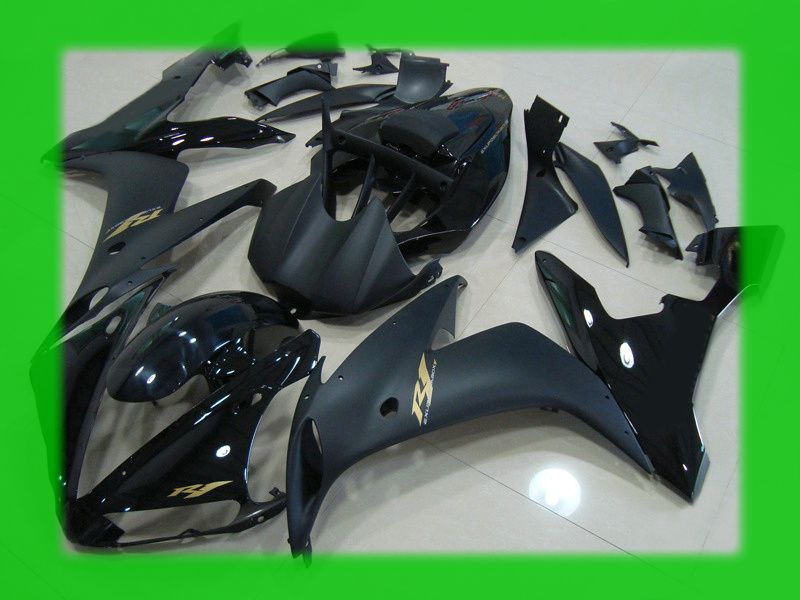 Gratis Anpassa Matt Black Bodywork Fairing Kit för Yamaha 2004 2005 2006 YZF-R1 YZFR1 YZF R1 04 05 06 Fairings Kit