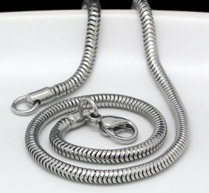 3.2mm Collana con catena a serpente tondo in acciaio inossidabile argento di alta qualità, 21,6 ''. Per il compleanno di uomini fantastici