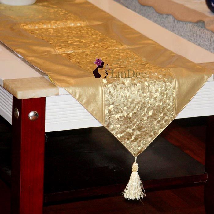 Decorating fabric table runner with tassels gorgeous imitation leather