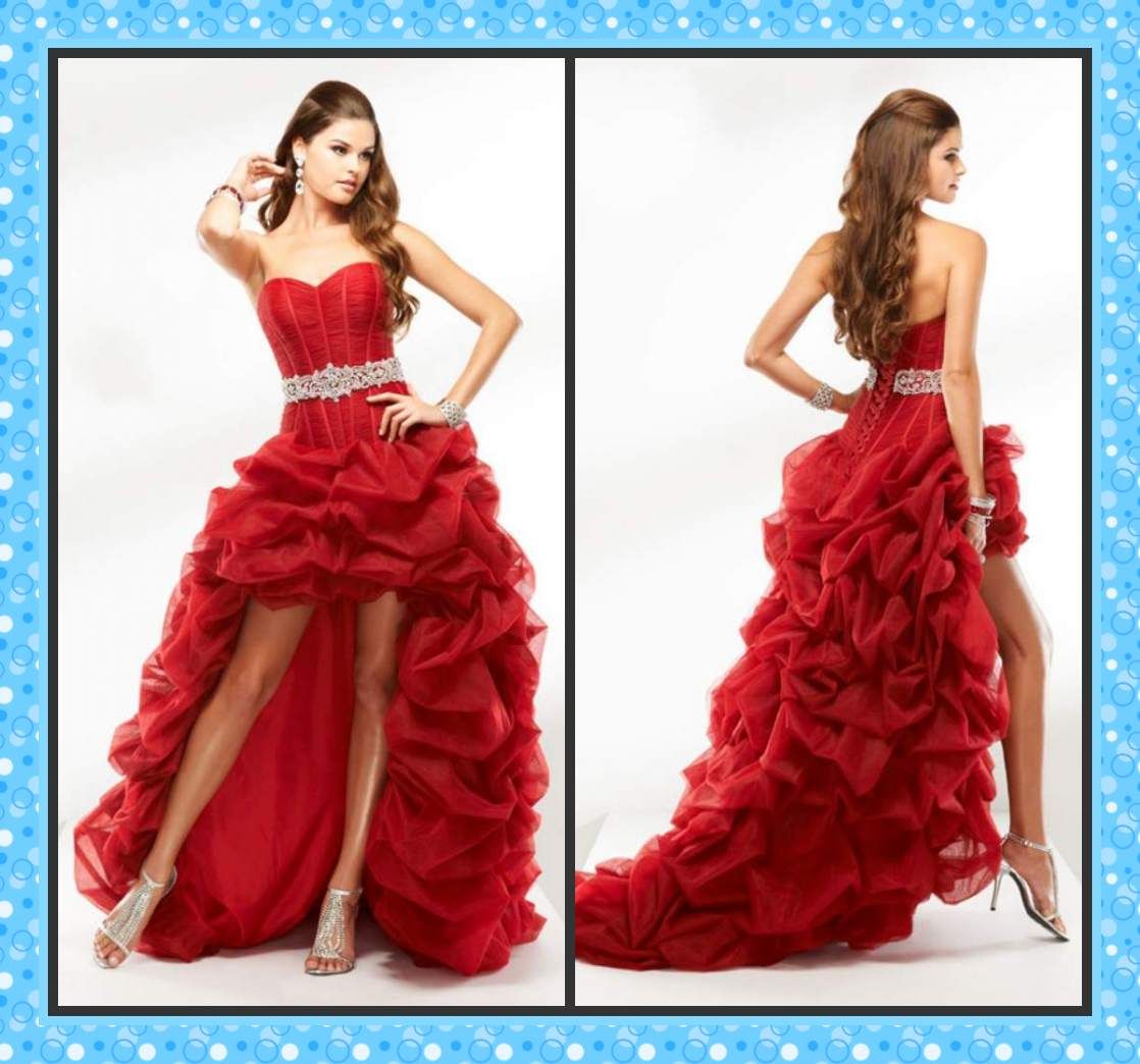 red high low ball gown