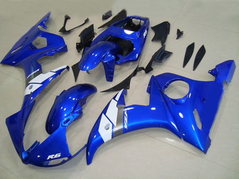 Blu bianco personalizzato carene carrozzeria YAMAHA 2003 2004 YZF-R6 YZFR6 03 04 YZF R6 YZF600