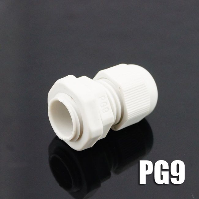 100 stks / partij Nieuwe weerbestendige Nylon Connectors PG Kabelklier PG9 PG09 DIA. 4 ~ 8mm wit # BV117 @CF