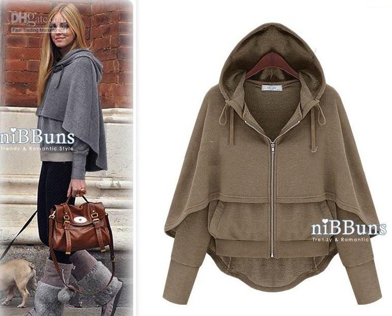2017 Brand New Fashion Women's Cloak Hoodies Loose Pure Color ...