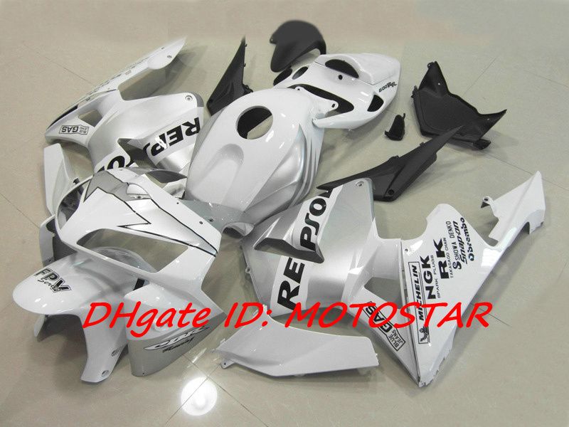 Silver White Repsol Injection Fairing Kit för Honda 2005 2006 CBR600RR F5 CBR 600RR 05 06 CBR600