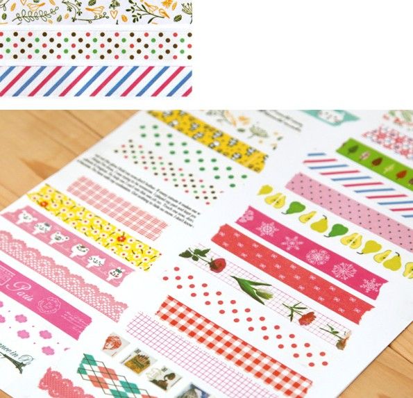 Mooie afdrukken Washi -tape 32 ontwerpen Vintage Lace Dotty Check Cartoon Series Washi -afplakkingstape KD1 2016