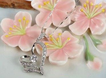 free shiping Heart Necklace CZ Crystal Having Two Layers Bohemian Christmas Gift