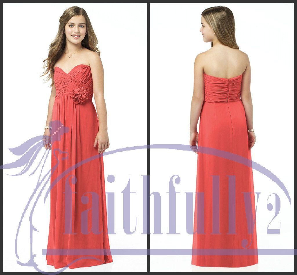 coral junior bridesmaid dresses