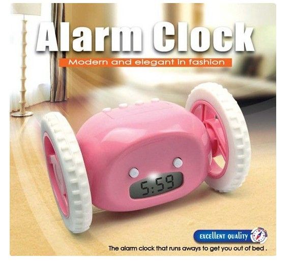 Portable Retail Popular Run Away Hide Wheel Running Snooze Alarm Clock