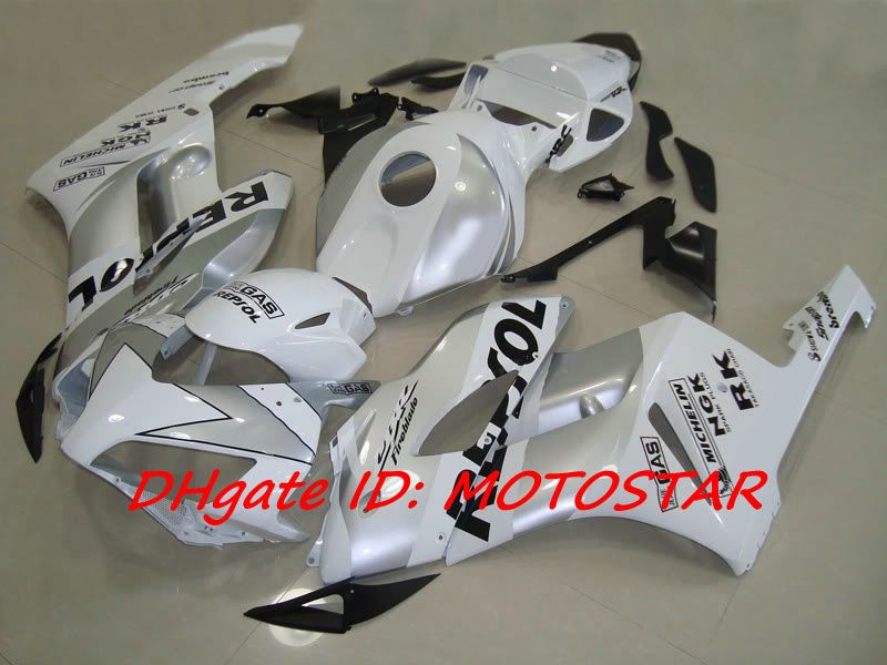 bianco/argento REPSOL Kit carenatura stampata ad iniezione CBR1000RR 2004 2005 CBR 1000RR CBR 1000 04 05 carene road racing