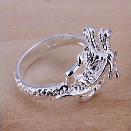 Kleine witte draak ring mode unisex hoge kwaliteit 925 zilveren sieraden gratis verzending 10pcs / lot