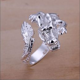 Little White Dragon Ring moda unisex alta calidad 925 joyería de plata envío gratis 10 unids / lote