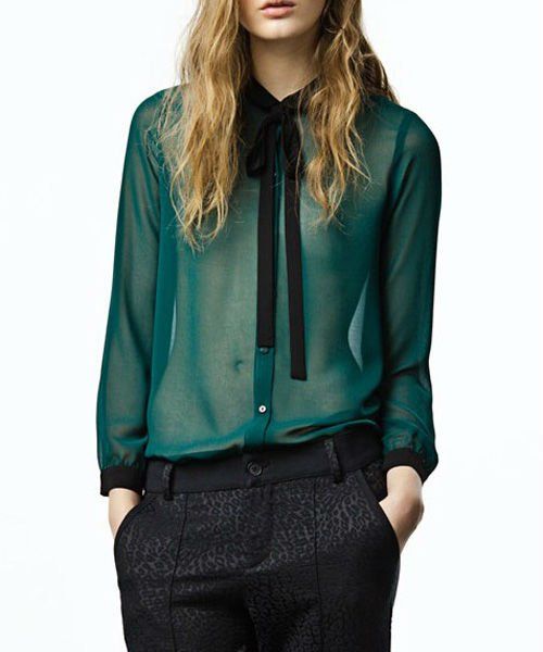 Blouse DARK GREEN VINTAGE STYLE LONG 