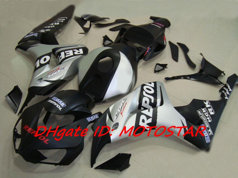 Kit de carénages d'injection REPSOL noir argent plat pour 2006 2007 CBR1000RR CBR 1000RR CBR1000 06 07 kits de carénage de course sur route