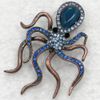 12 sztuk / partia Hurtownie Kryształ Rhinestone Faux Opal Octopus Pin Broszka Moda Kostium Broszki Biżuteria Prezent C264