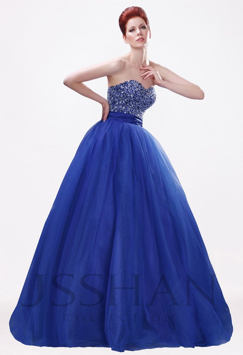 deep blue ball gown