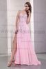 2021 baby rosa a-line golv längd kristaller pärlor älskling chiffong prom klänning designer tillfälle klänningar pd172