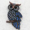 Comercio al por mayor Crystal Rhinestone Owl Brooches Fashion Costume Pin Broche Joyería regalo C943