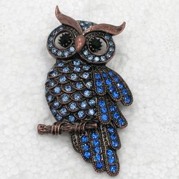 crystal owl brooch Canada - Wholesale Crystal Rhinestone Owl Brooches Fashion Costume Pin Brooch Jewelry gift C943