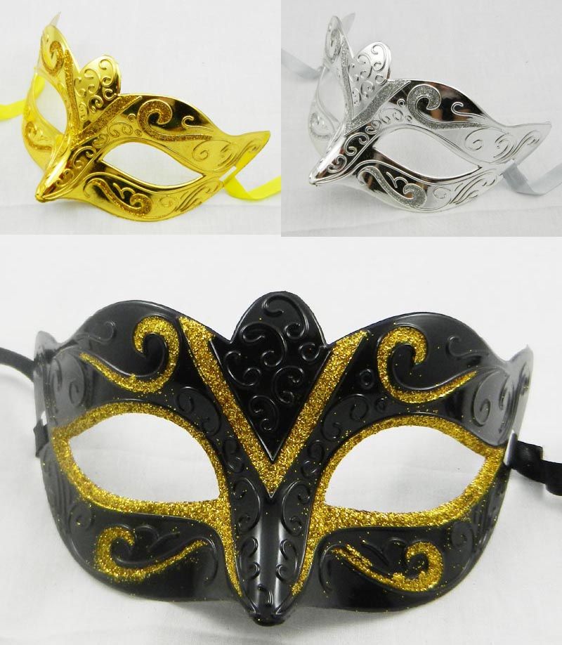 Maska Masquerade Half Face Venetian Party Maska Czarny Złoty Srebrny Ślubny Festiwal Nowość Prezent