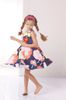 2013 Fashion kids New Dress Printed Girl Dress Bright Bowknit Flower Children's Dress Braces Skirt