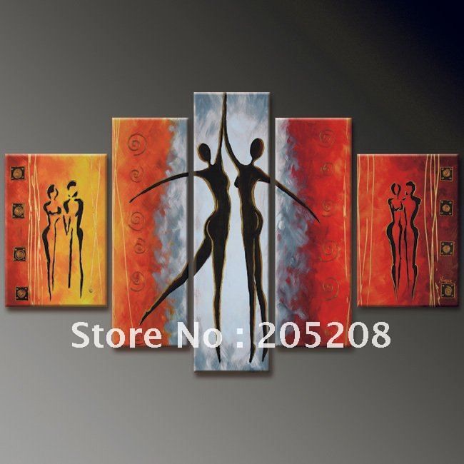 2018 framed 5 panels huge wall art abstract acrylic painting canvas