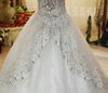 Cristal de luxo Zuhair Murad vestido de noiva laço v pescoço puro cinta vestidos nupciais Catedral trem com anágua