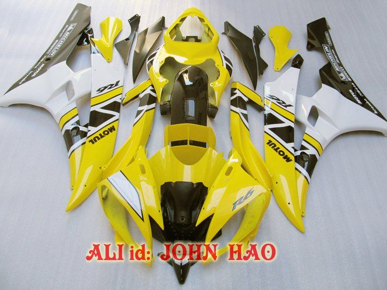 

Yellow Black for Yamaha YZF-R6 06-07 YZF R6 YZFR6 YZF 600 YZF-600 06 07 Full Fairing Kit F, Multi-color