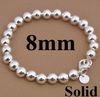 Bijoux de femmes nobles argent 925 8mm / 10mm solide / creuse perles de billes bracelet 10pcs 8.0inch chaud