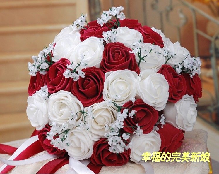 Bonito do casamento Bouquet Artificial 30 Rose flores, vermelho buquês de  noiva 5 cores utmbb