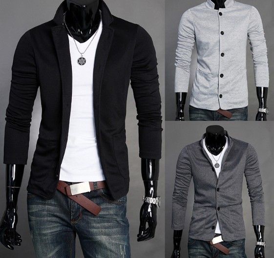 2017 Mens Slim Blazers Designs Suits For Men One Button Stand Up Collar ...