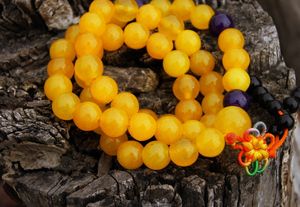 Buddhistische Gebetsperlen, gelbes Jadearmband, 10 mm 52 +1 Zähne, Meditation, Yoga, Gebetsperlen