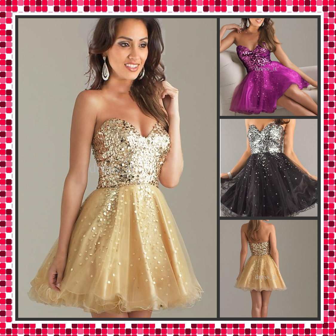 2012 New Cheap Sexy Prom Dresses Strapless Gold Purple Mini Short ...