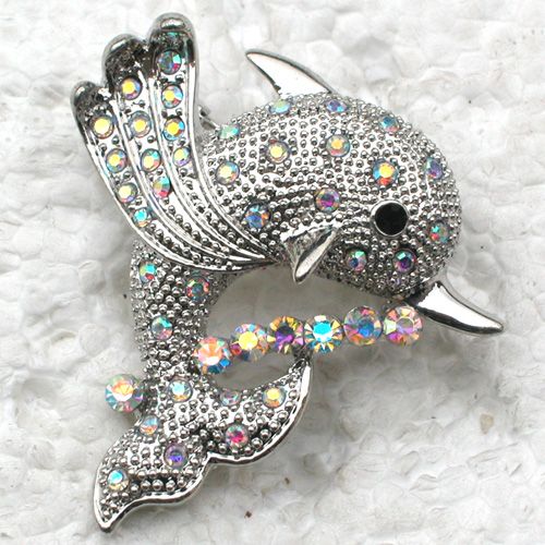 Groothandel Crystal Rhinestone Dolphin Broches Mode Kostuum Pin Broche Sieraden Gift C893