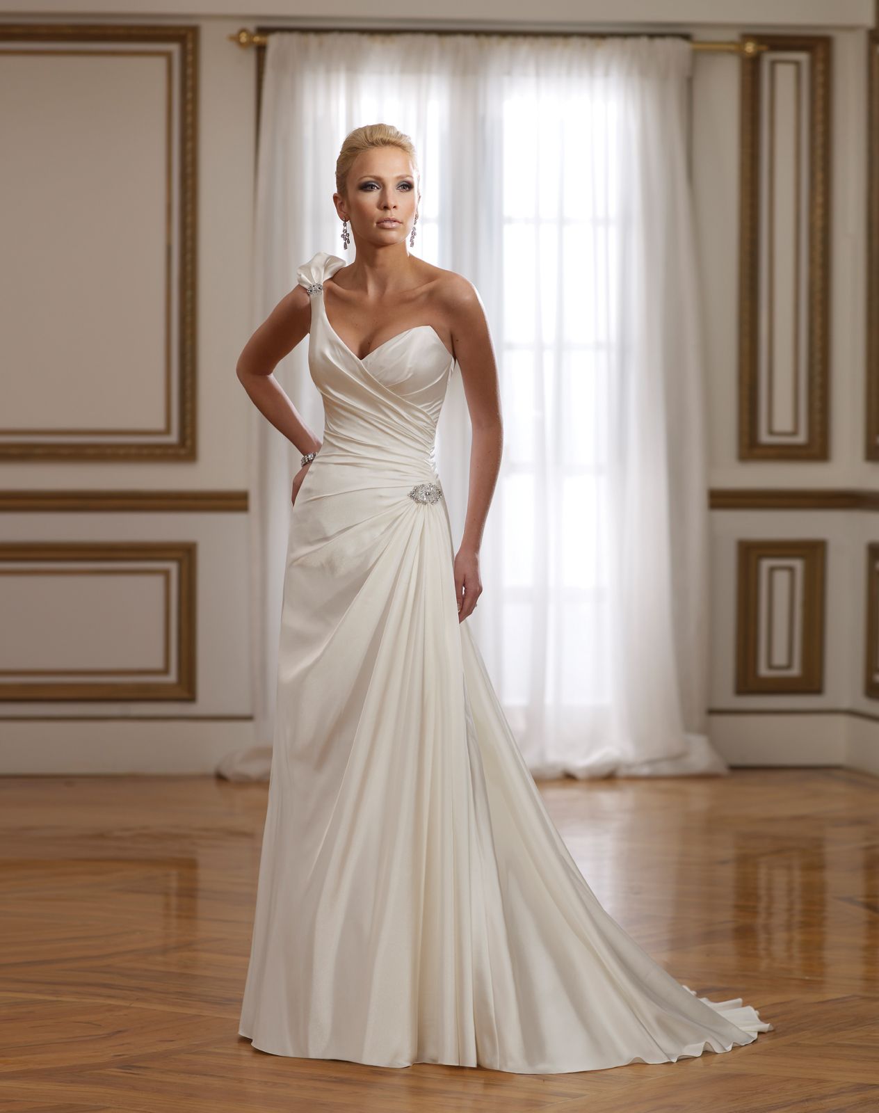modest white a-line wedding dress beaded chiffon one-shoulder ... modest white a-line wedding dress beaded chiffon one-shoulder ...