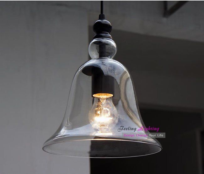 Modern Small Bell Pendant Light Glass Lights Suspension Lamp 1 Dinning Room Study Clear
